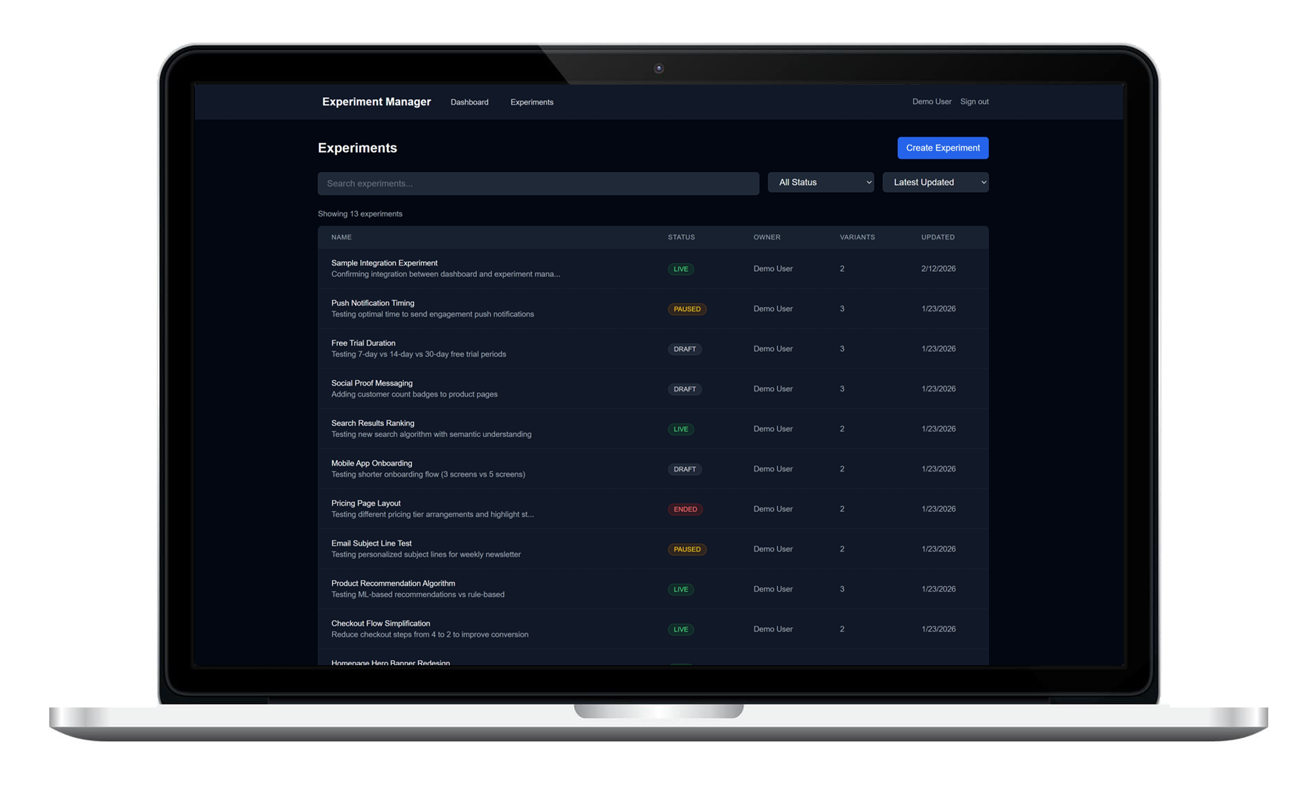 Experiment Manager Preview